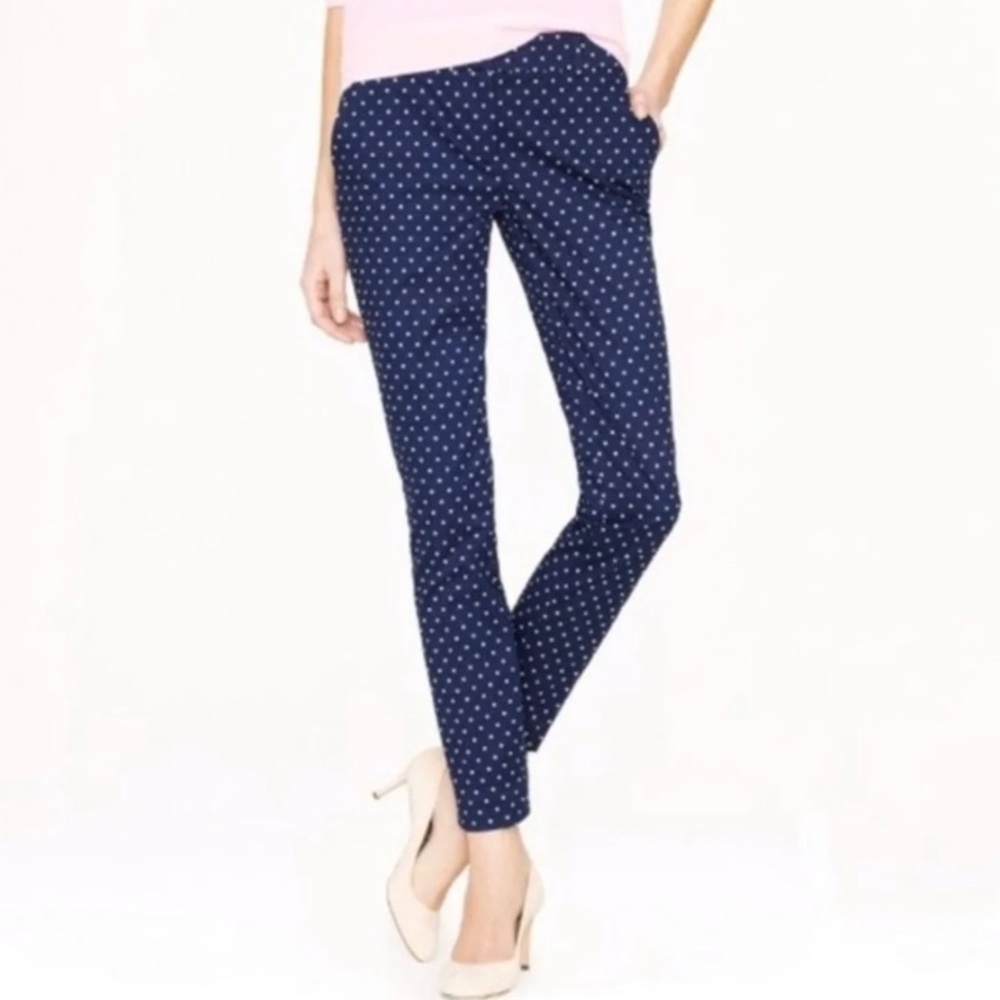Blue polka dot j crew cafe Capri pant